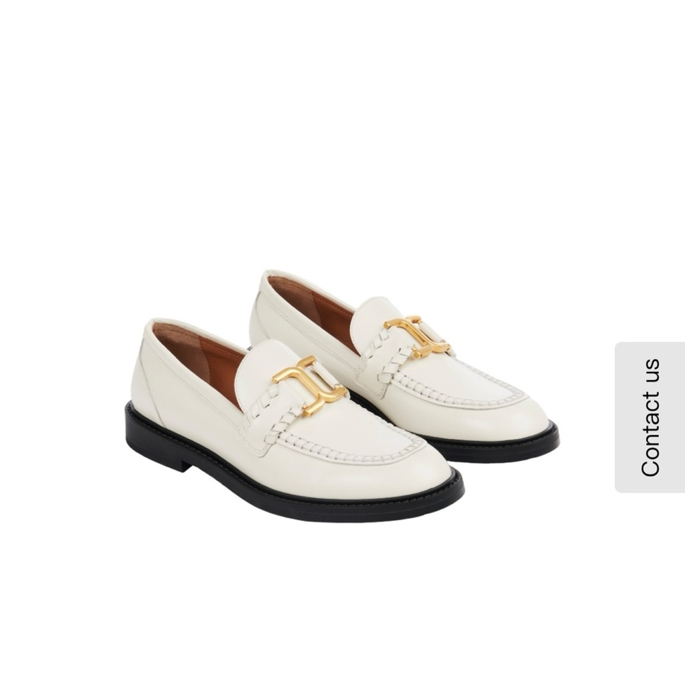 NWT Chloe Cream Loafers with Gold Detail